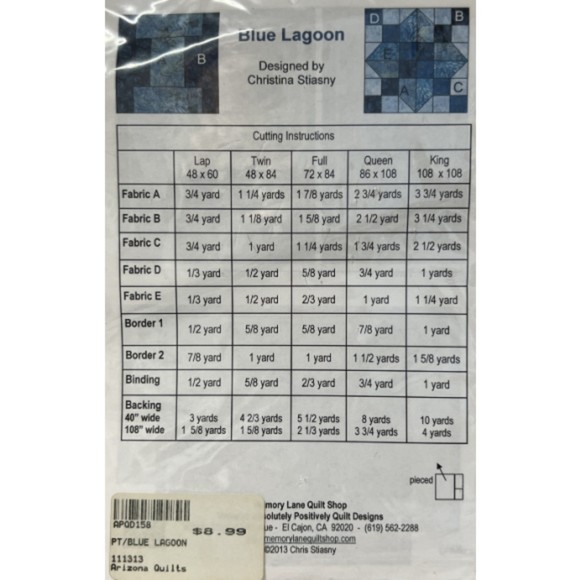 Absolutely Positively Quilt Designs - Blue Lagoon by Chris Stiasny - Picture 2 of 2